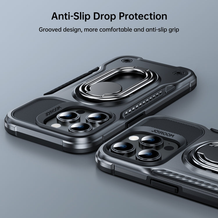 For iPhone 14 Pro JOYROOM PC + TPU Dual-layer Shockproof Phone Case with Rotating Holder(Black) - iPhone 14 Pro Cases by JOYROOM | Online Shopping South Africa | PMC Jewellery | Buy Now Pay Later Mobicred