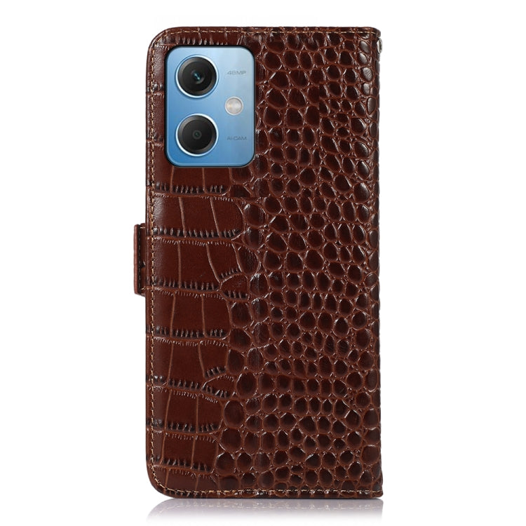 For Xiaomi Redmi Note 12 China Crocodile Top Layer Cowhide Leather Phone Case(Brown) - Note 12 Cases by PMC TechLife | Online Shopping South Africa | PMC TechLife