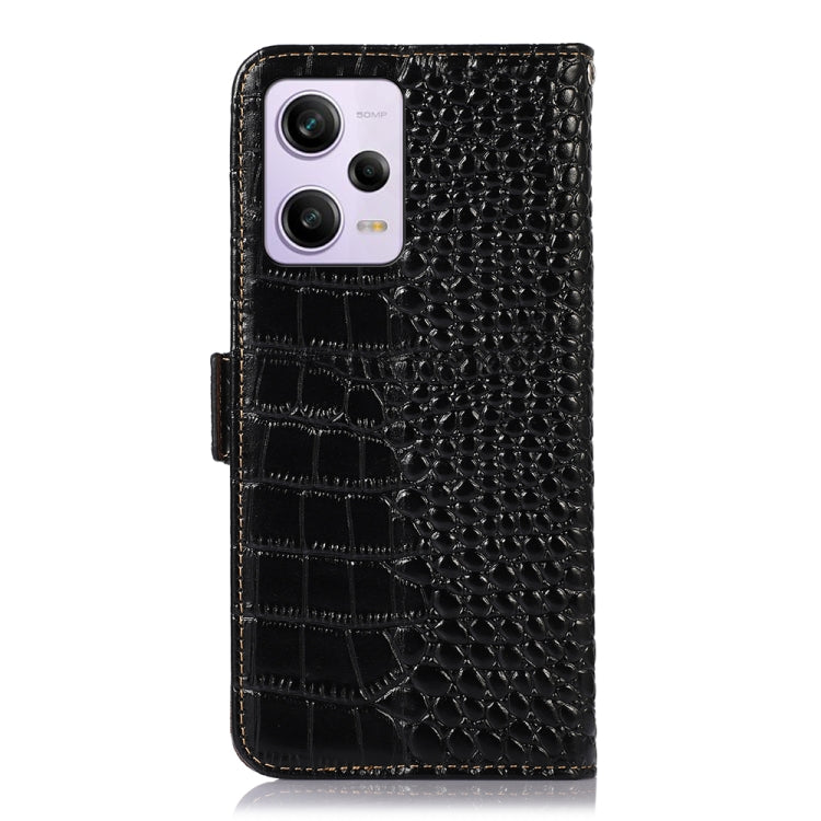 For Xiaomi Redmi Note 12 Pro 5G China Crocodile Top Layer Cowhide Leather Phone Case(Black) - Note 12 Pro Cases by PMC TechLife | Online Shopping South Africa | PMC TechLife