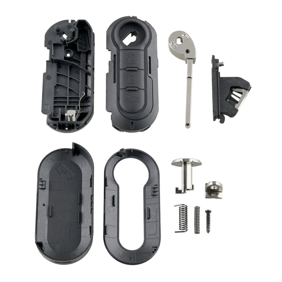 For Fiat 3 Button Folding Car Key Case Remote Control Shell SIP22, Style:White Switch Button