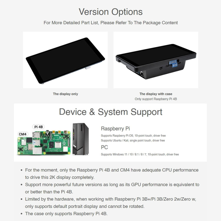 Waveshare Raspberry Pi 5.5 inch 2K Capacitive Touch LCD Display(Black) - free shipping - PMC TechLife - Order now!