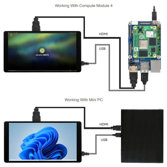 Waveshare Raspberry Pi 5.5 inch 2K Capacitive Touch LCD Display(Black)