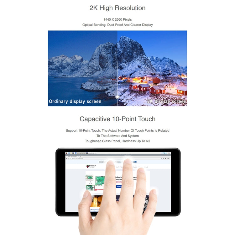 Waveshare Raspberry Pi 5.5 inch 2K Capacitive Touch LCD Display(Black)