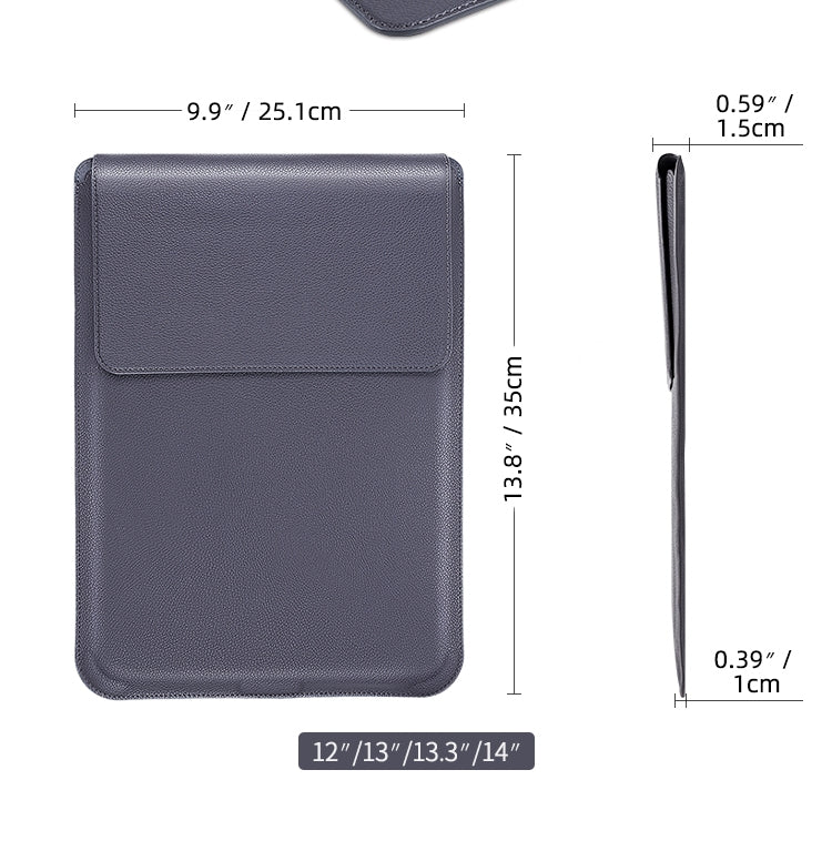 For MacBook 12 / 14 inch PU Leather 4 in 1 Laptop Bag with Functional Bracket(Black)