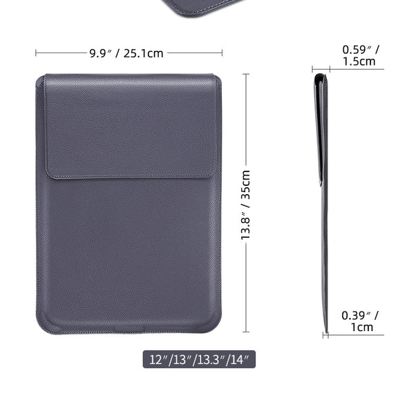 For MacBook 12 / 14 inch PU Leather 4 in 1 Laptop Bag with Functional Bracket(Space Gray)