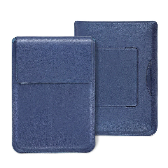 For MacBook 15 / 16 inch PU Leather 4 in 1 Laptop Bag with Functional Bracket(Dark Blue)