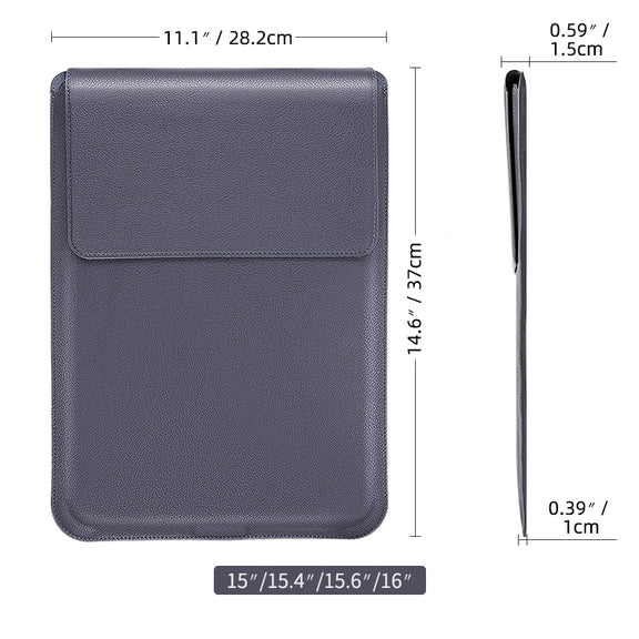 For MacBook 15 / 16 inch PU Leather 4 in 1 Laptop Bag with Functional Bracket(Space Gray)