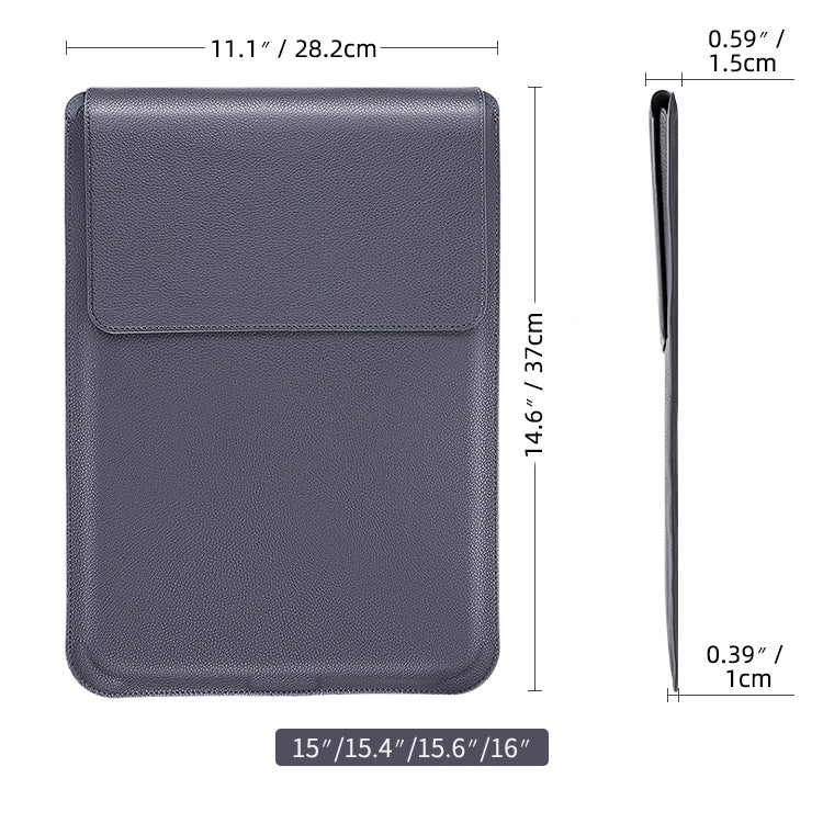 For MacBook 15 / 16 inch PU Leather 4 in 1 Laptop Bag with Functional Bracket(Space Gray)