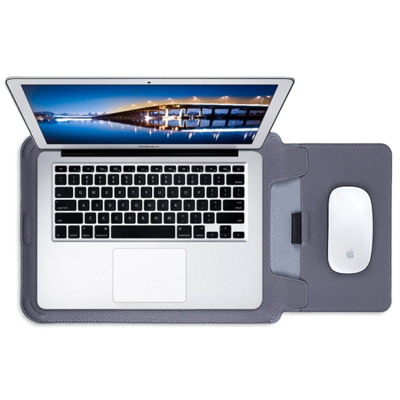 For MacBook 15 / 16 inch PU Leather 4 in 1 Laptop Bag with Functional Bracket(Black)
