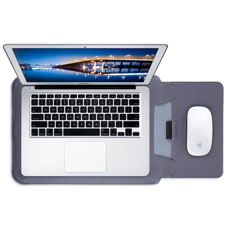 For MacBook 15 / 16 inch PU Leather 4 in 1 Laptop Bag with Functional Bracket(Space Gray)