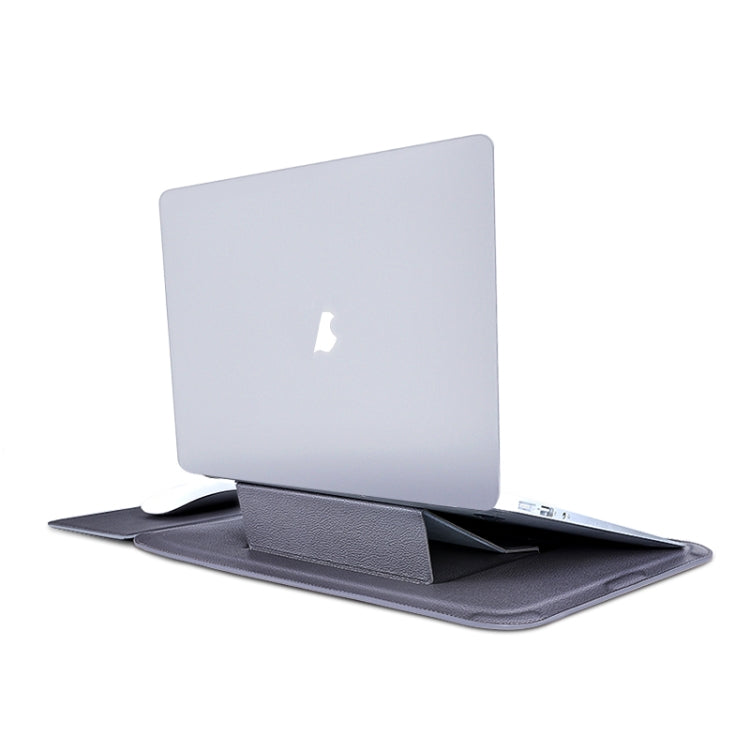 For MacBook 15 / 16 inch PU Leather 4 in 1 Laptop Bag with Functional Bracket(Space Gray)