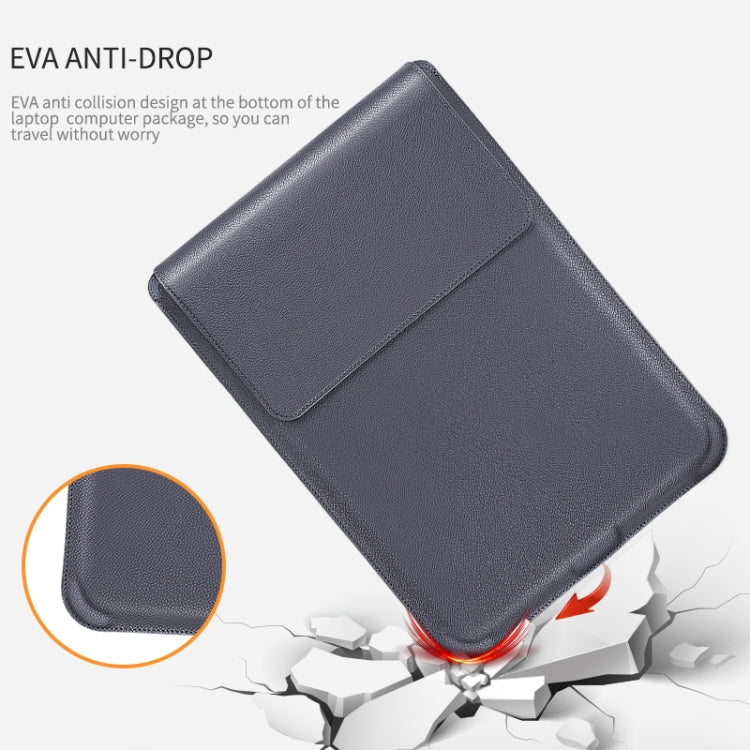 For MacBook 15 / 16 inch PU Leather 4 in 1 Laptop Bag with Functional Bracket(Space Gray)