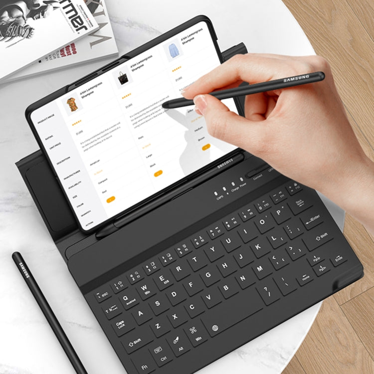 For Samsung Galaxy Z Fold4 GKK Magnetic Folding Bluetooth Keyboard Leather Case with Pen + Phone Case(Black)