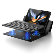 For Samsung Galaxy Z Fold4 GKK Magnetic Folding Bluetooth Keyboard Leather Case with Pen + Phone Case(Black)