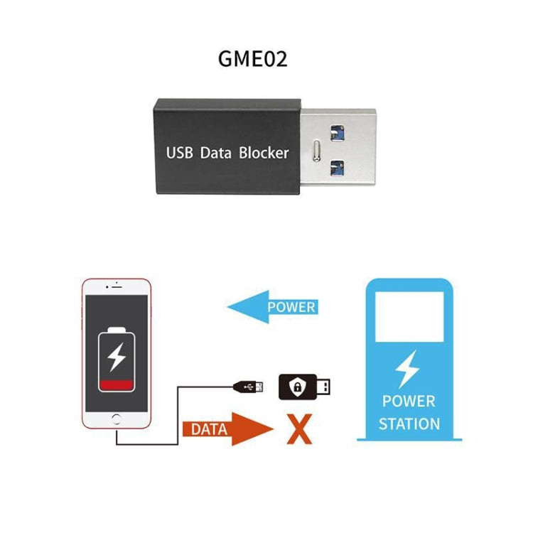 GEM02 USB Data Blocker Charging Connector(Black) - Converter & Adapter by PMC TechLife | Online Shopping South Africa | PMC TechLife