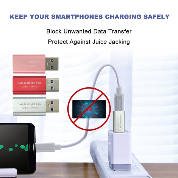 GE06 USB Data Blocker Fast Charging Connector(Silver)
