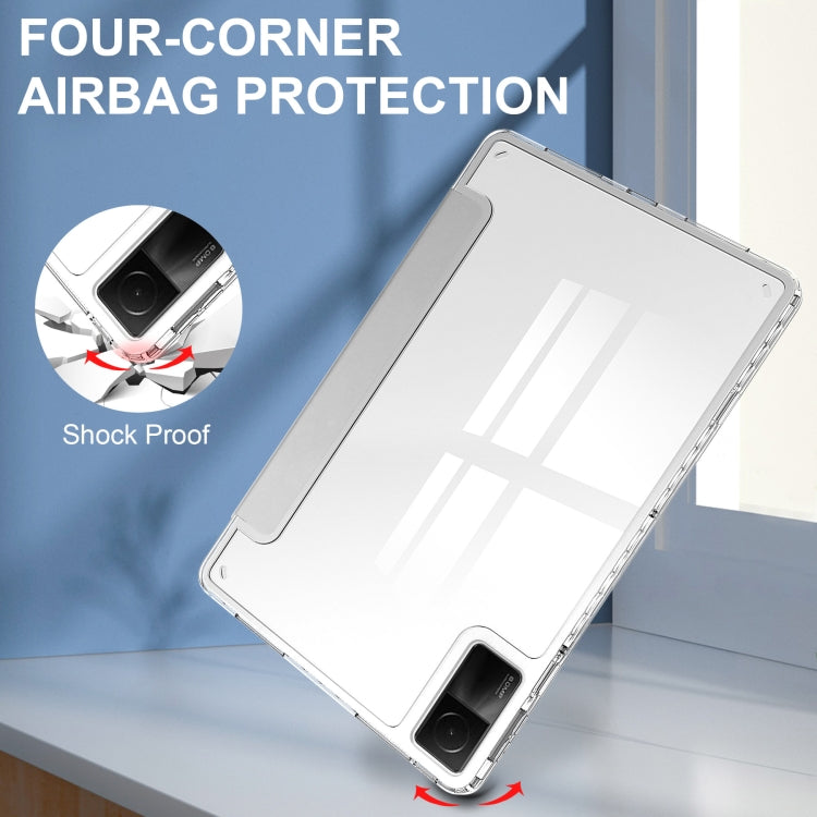 For Xiaomi Redmi Pad 10.6 3-Fold Clear Back Cover Leather Smart Tablet Case(Grey) - free shipping - PMC TechLife - Order now!