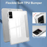 For Xiaomi Redmi Pad 10.6 3-Fold Clear Back Cover Leather Smart Tablet Case(Grey)