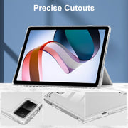 For Xiaomi Redmi Pad 10.6 3-Fold Clear Back Cover Leather Smart Tablet Case(Grey)