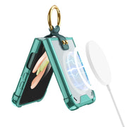 For Samsung Galaxy Z Flip3 5G GKK MagSafe Airbag Shockproof Phone Case with Ring Holder(Green)
