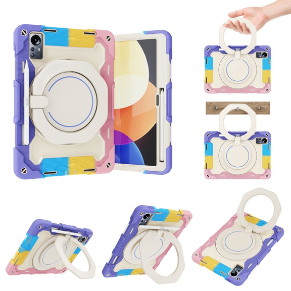 For Xiaomi Pad 5 Pro 12.4 Armor Contrast Color Silicone + PC Tablet Case(Colorful Pink)