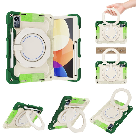 For Xiaomi Pad 5 Pro 12.4 Armor Contrast Color Silicone + PC Tablet Case(Colorful Green)