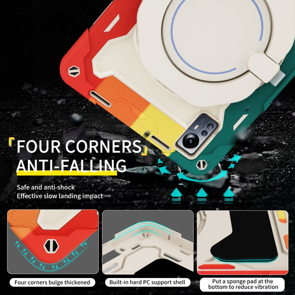 For Xiaomi Pad 5 Pro 12.4 Armor Contrast Color Silicone + PC Tablet Case(Colorful Green)
