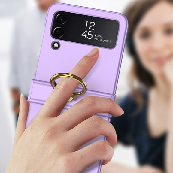 For Samsung Galaxy Z Flip4 GKK Ultrathin Hinge Full Coverage Phone Case with Ring Holder(White)