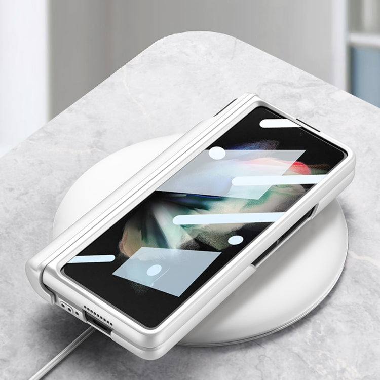 For Samsung Galaxy Z Fold3 5G GKK Magnetic Fold Hinge Shockproof Phone Case with Wrist Strap(Carbon Fibre)