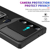 For Samsung Galaxy S23 Ultra 5G Sliding Camshield Phone Case with Ring Holder & Card Slot(Black)
