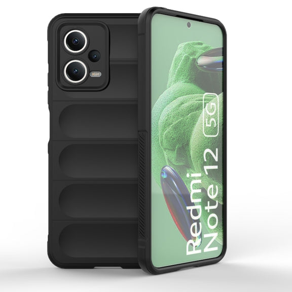 For Xiaomi Redmi Note 12 5G /  Note 12 5G India Magic Shield TPU + Flannel Phone Case(Black)