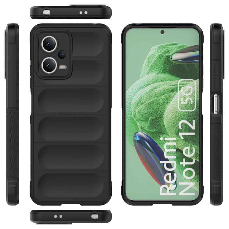 For Xiaomi Redmi Note 12 5G /  Note 12 5G India Magic Shield TPU + Flannel Phone Case(Black)