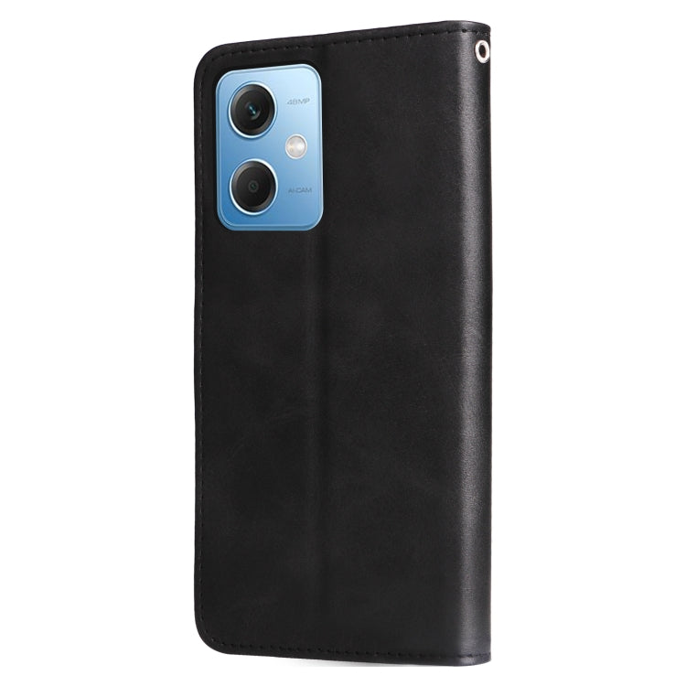 For Xiaomi Redmi Note 12 China Calf Texture Zipper Leather Phone Case(Black)