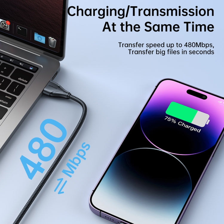 JOYROOM 2.4A USB to 8 Pin Surpass Series Fast Charging Data Cable, Length:1.2m(Black) - Normal Style Cable by JOYROOM | Online Shopping South Africa | PMC TechLife | Buy Now Pay Later Mobicred