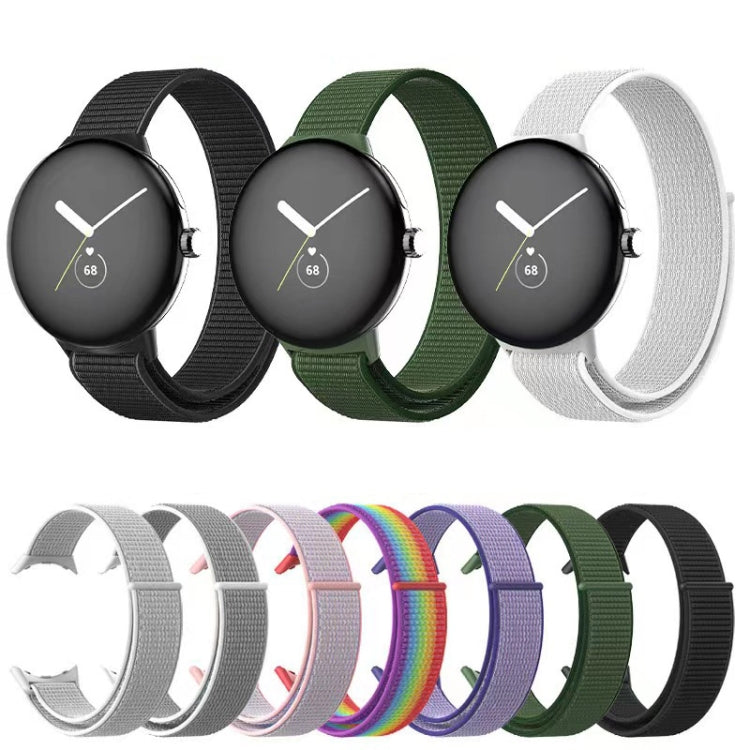 For Google Pixel Watch Nylon Woven Plastic Connector Watch Band(Pink Sand)