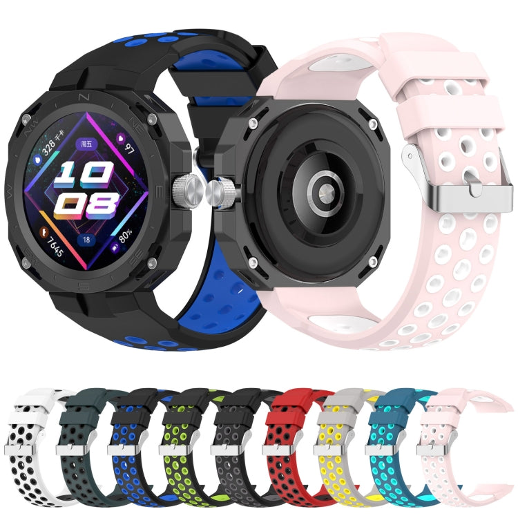 For Huawei Watch GT Cyber Two-color Silicone Watch Band(Black Fluorescent Green)