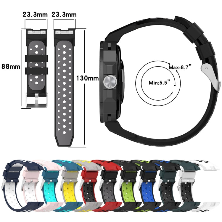 For Huawei Watch GT Cyber Two-color Silicone Watch Band(Black Fluorescent Green)