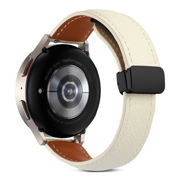 20mm Folding Buckle Genuine Leather Watch Band(Beige White) - free shipping - PMC TechLife - Order now!