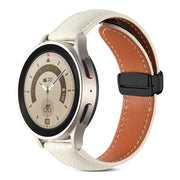 20mm Folding Buckle Genuine Leather Watch Band(Beige White)