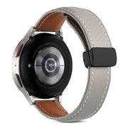 20mm Folding Buckle Genuine Leather Watch Band(Grey)