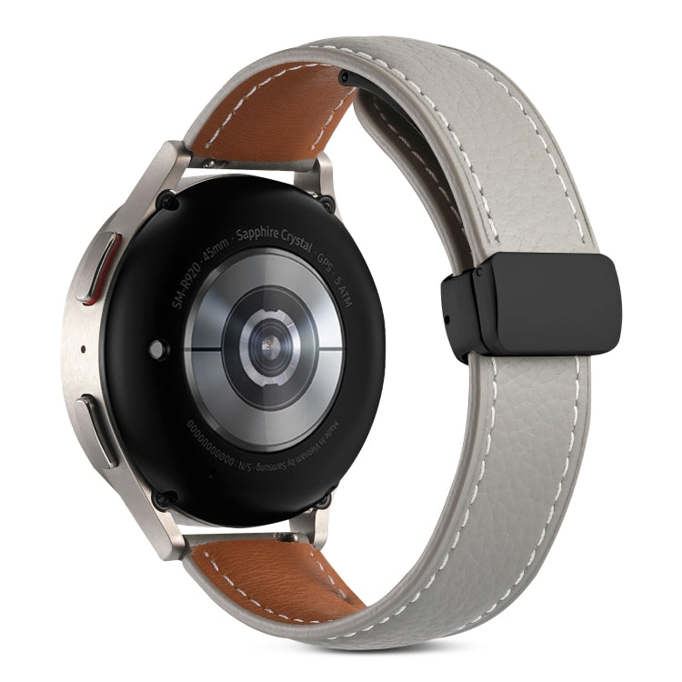 20mm Folding Buckle Genuine Leather Watch Band(Grey)