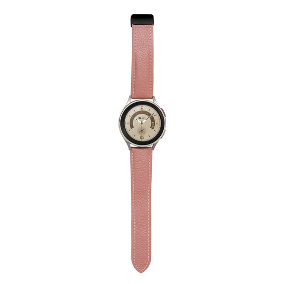 20mm Folding Buckle Genuine Leather Watch Band(Beige White)