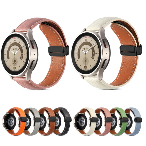 20mm Folding Buckle Genuine Leather Watch Band(Grey)
