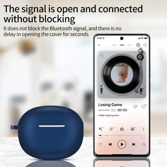 For Realme T100 Wireless Earphone Silicone Protective Case(Midnight Blue)