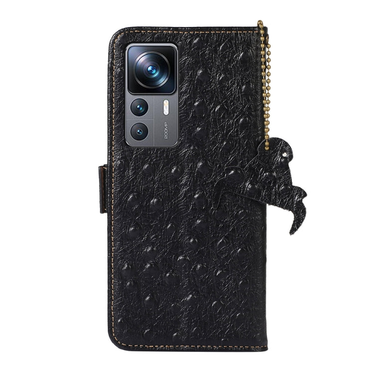 For Xiaomi 12T / 12T Pro / Redmi K50 Ultra Ostrich Pattern Genuine Leather RFID Phone Case(Black) - Xiaomi Cases by PMC TechLife | Online Shopping South Africa | PMC TechLife