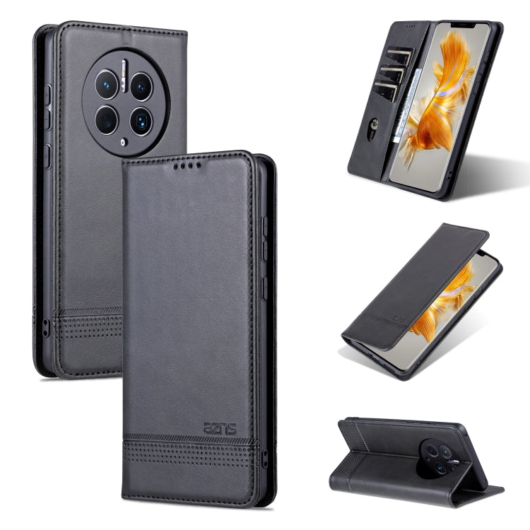 For Huawei Mate 50 Pro AZNS Magnetic Calf Texture Flip Leather Phone Case(Black) - free shipping - PMC TechLife - Order now!