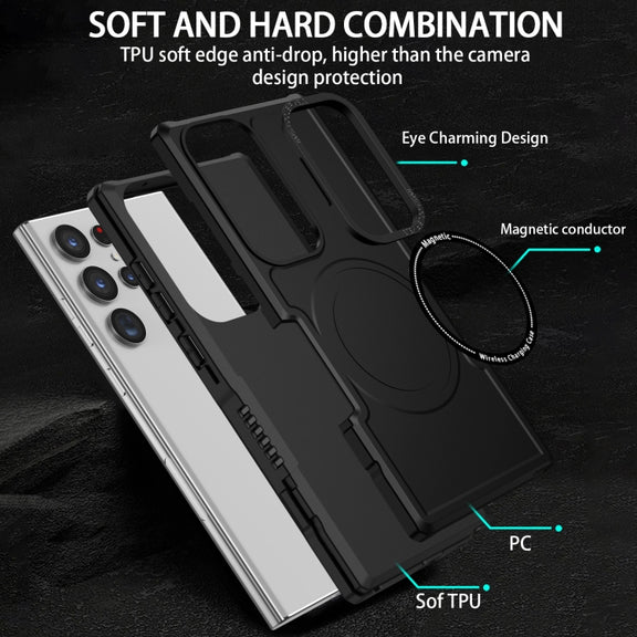 For Samsung Galaxy S23 Ultra 5G MagSafe Shockproof Armor Phone Case(Black)