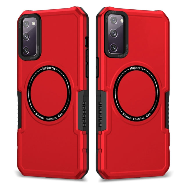 For Samsung Galaxy S20 FE MagSafe Shockproof Armor Phone Case(Red)