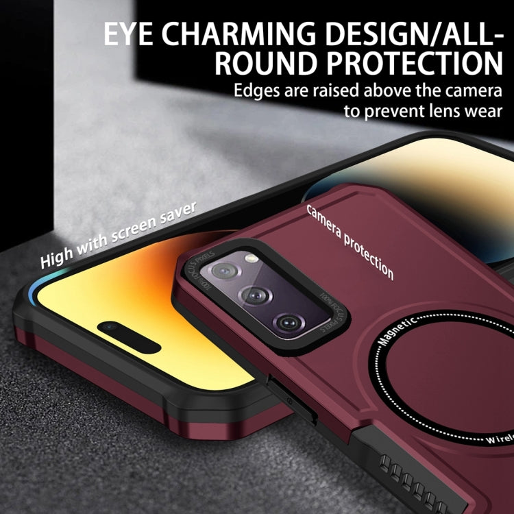 For Samsung Galaxy S20 FE MagSafe Shockproof Armor Phone Case(Wine Red) - Galaxy S20 FE Cases by PMC TechLife | Online Shopping South Africa | PMC TechLife