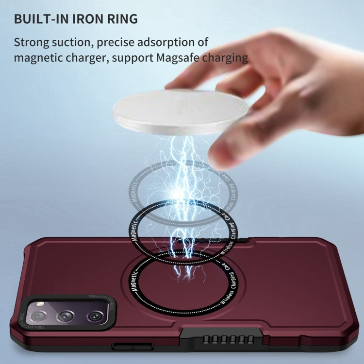 For Samsung Galaxy S20 FE MagSafe Shockproof Armor Phone Case(Wine Red) - Galaxy S20 FE Cases by PMC TechLife | Online Shopping South Africa | PMC TechLife